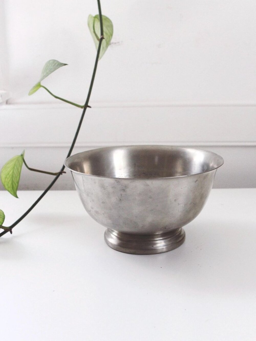Vintage Pewter Footed Pedestal Bowl Centerpiece International Pewter